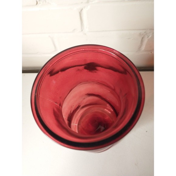 Ruby Red Glass Vase 8.5" Tall - Picture 3 of 10
